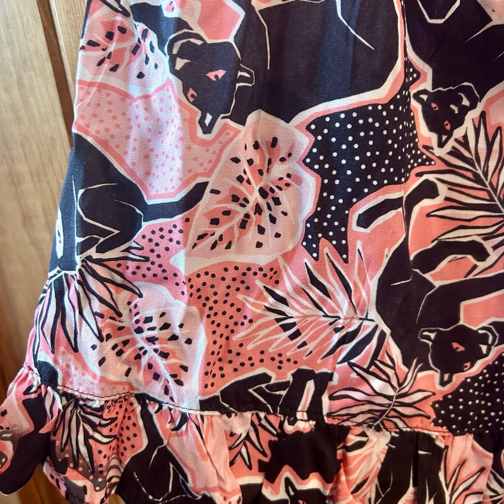 BCBG NWT Pink and Black Cat Print Romper - Picture 3 of 6